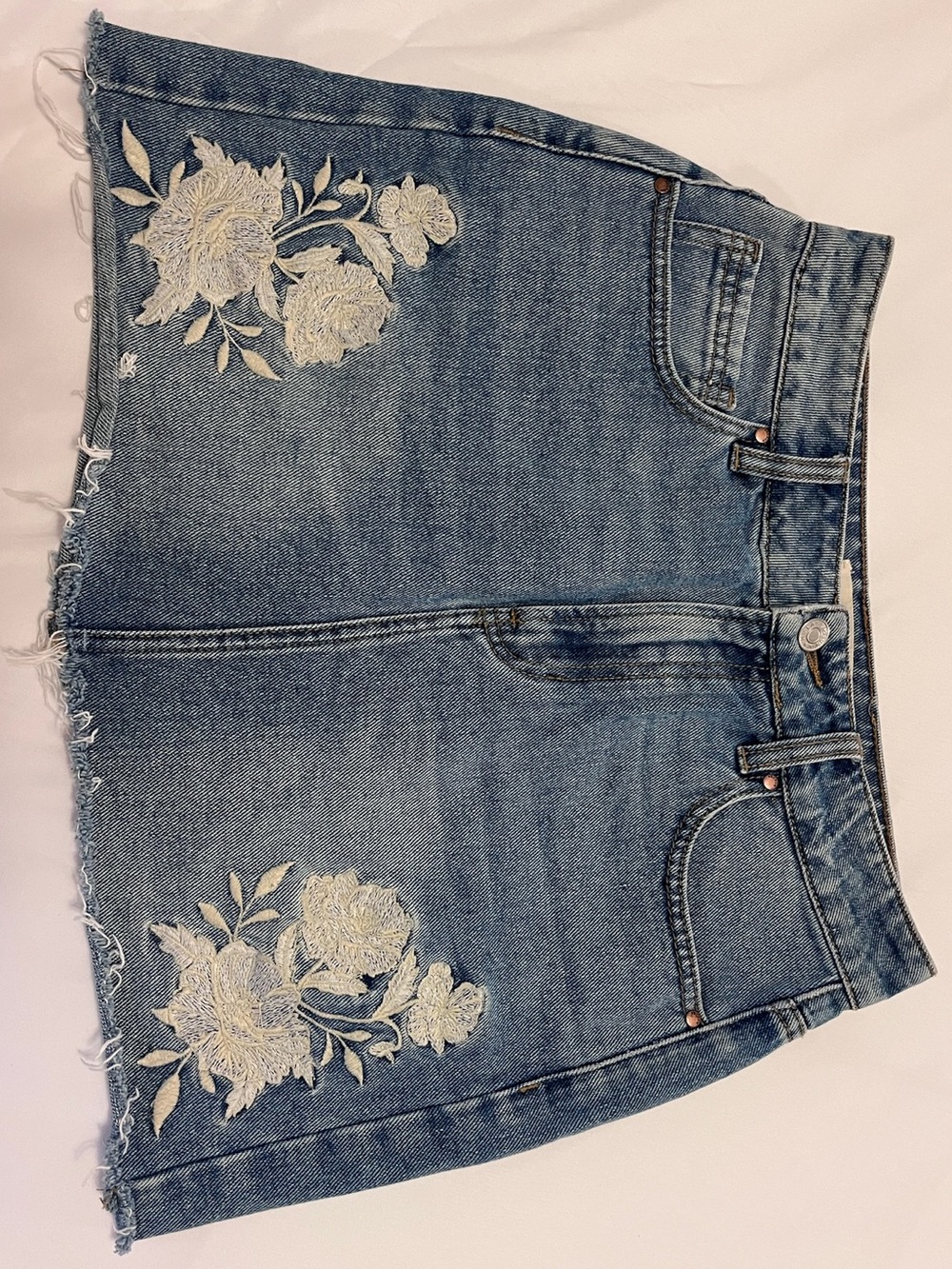 PacSun Denim Floral Mini Skirt, Size 26